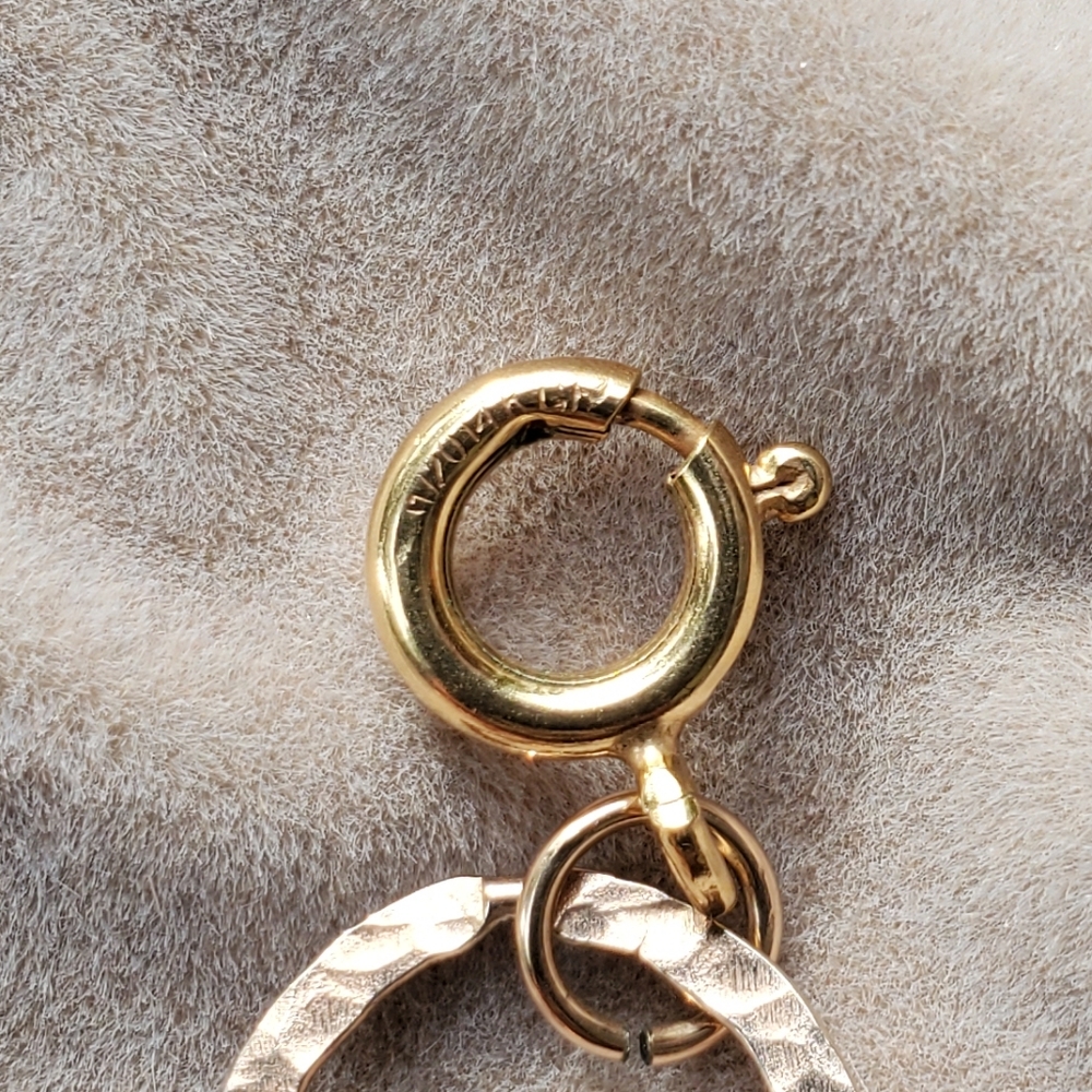 Hammered Rose Gold Link Long Necklace - Picture 7 of 8